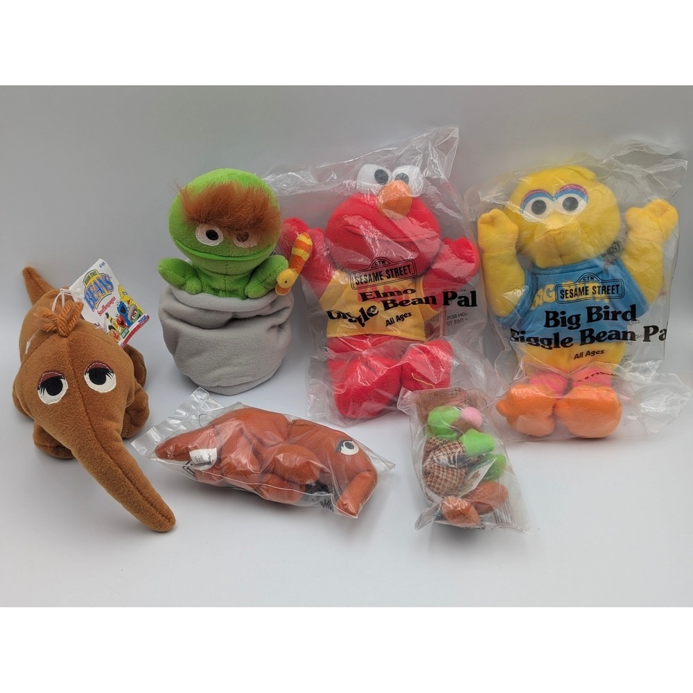 Vintage Sesame Street Beans Giggle Beans Kelloggs Mini Beans Plush Lot of 6